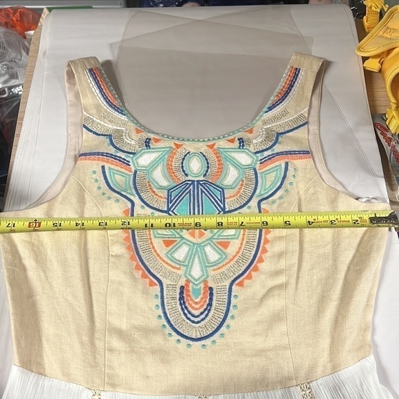 Anthropology | Champagne & Strawberry embroidered maxi dress | size medium - Picture 13 of 13